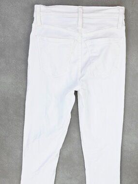 J. Crew 9" High Rise Toothpick Button Fly Size 25X30 White Denim Womens Jeans